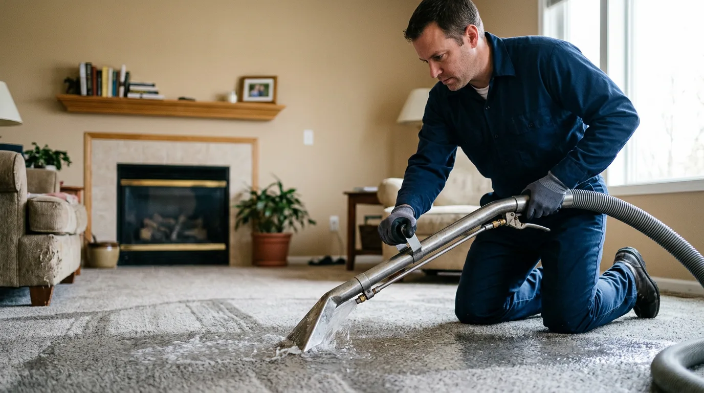 Water damage restoration technician working near Decorah, IA